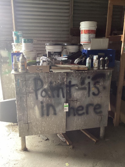 Steel paint cabinet w/ contents