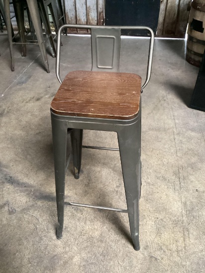 (4) Rustic steel low back bar stools