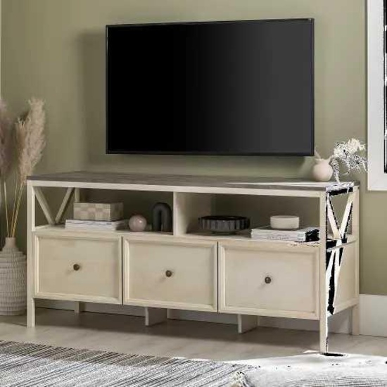Natalee 60" Farmhouse TV Stand Grey/White