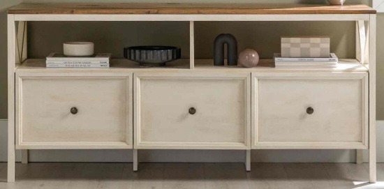 2) Natalee 60" Farmhouse TV Stand Grey/White
