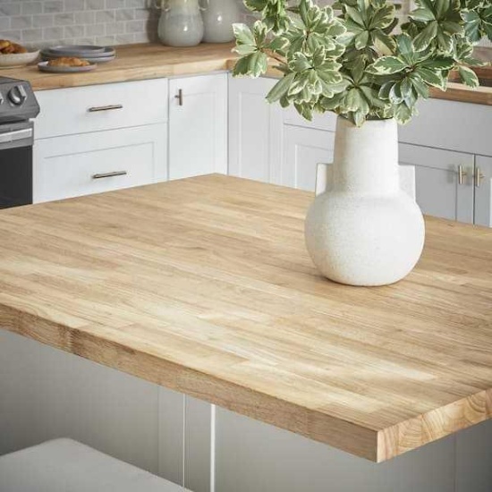 Unfinished Hevea Solid Wood Butcher Block Countertop With Square Edge