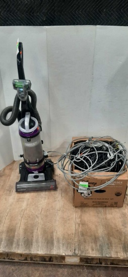 Lot With Bissell Clean View Swivel Rewind Pet Vacuum and Cables for Exercise Equipment