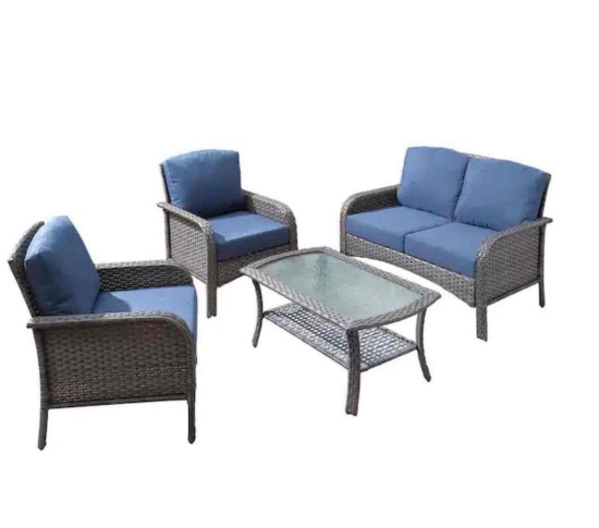 Troject Denali Grey 4pc. wicker outdoor patio sofa seating set