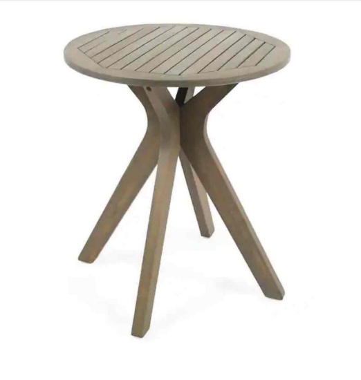 Noble House Stamford gray round wood outdoor bistro table