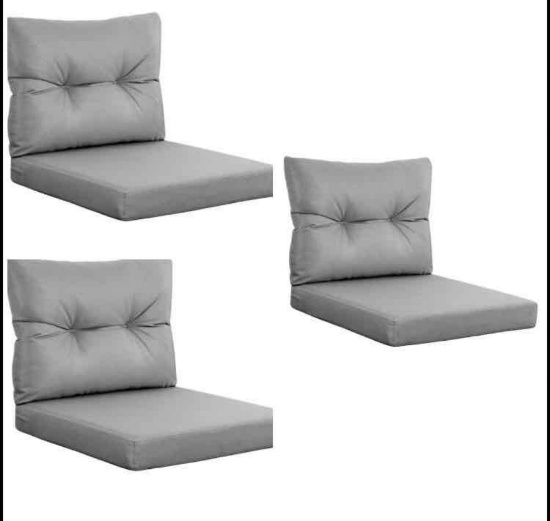 (3) Dark Gray Outdoor Double Water/UV Resistant Deep seat Cushions