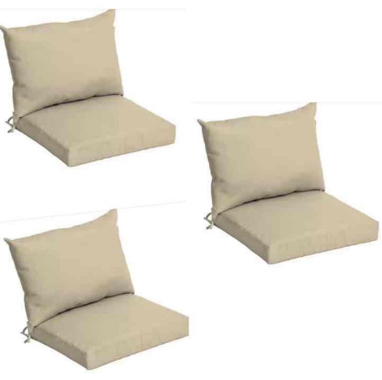 (3) Arden Outdoor Dining Chair Cushions in Tan Leala