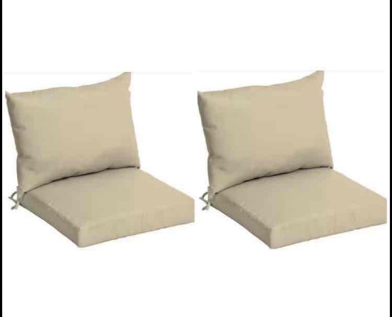 (2) Arden Outdoor Dining Chair Cushions in Tan Leala