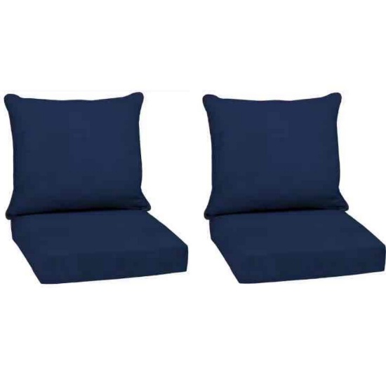 (2) Arden Deep Seating Outdoor Lounge Chair Cushions in sapphire Blue Leala