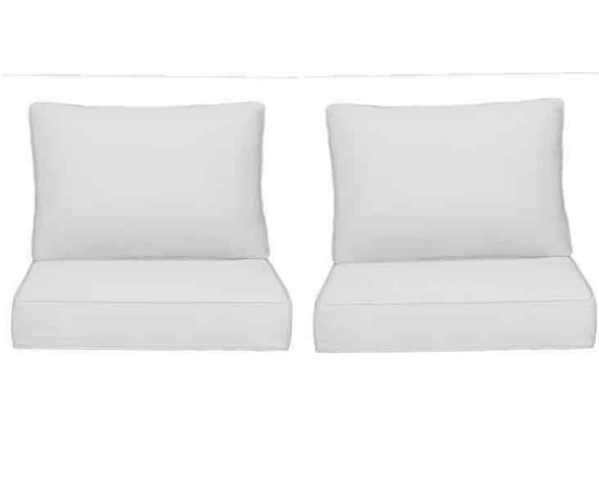 (2) Deep Sear/Clapsed Patio Cushions in White