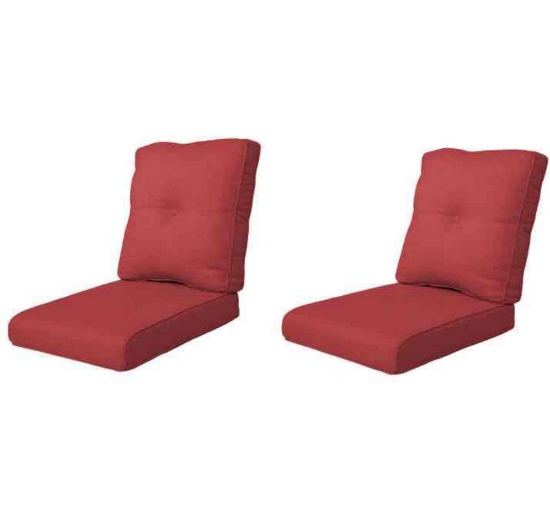 (2) Outdoor Lounge Chair Replacement Cushions in Red