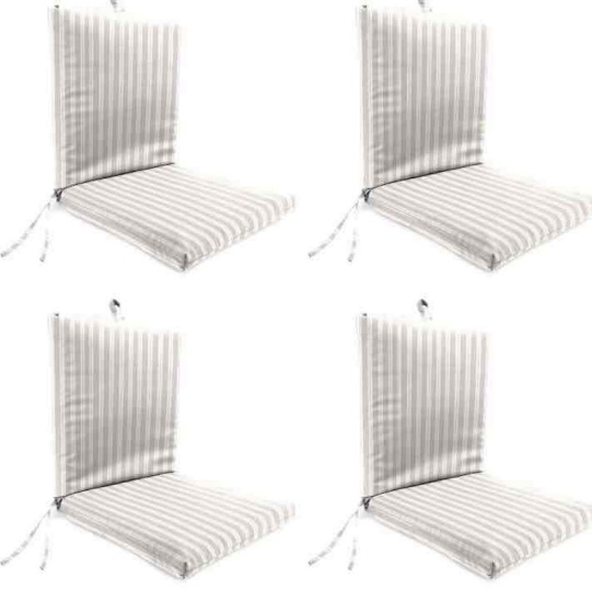 (4) Outdoor Dining Cushions in Swain Sand and White
