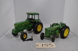 2 - John Deere 1/16th scale Tractors - 1-Model 4640 with Cab, 3pt hitch (mufflers are off) & 1-Model