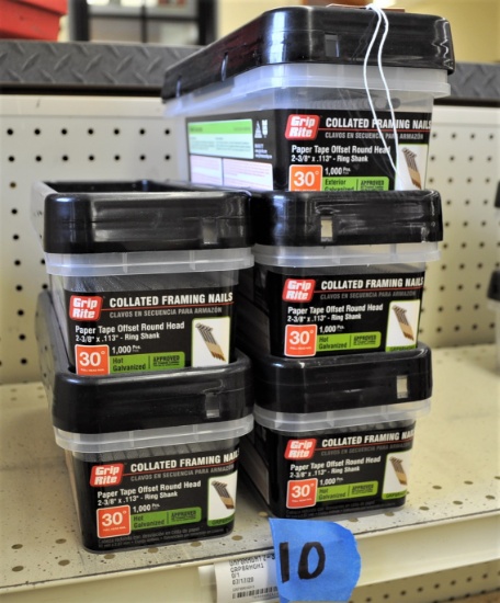 5 - boxes Grip Rite 2 3/8 inch x 113 inch  Collated Framing Nails - Hot Galvanized