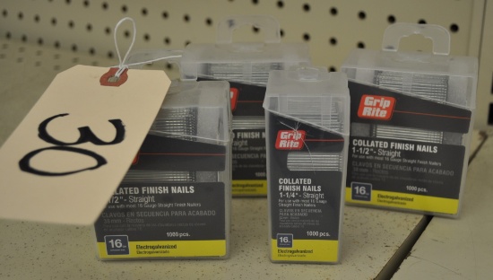 3 boxes 16 ga -1 1/2 inch Collated Finish Nails & 1 box 16 ga - 1 1/4 inch Collated Finish Nails