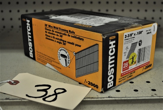 1 box Bostitch 2 3/8"x.120" 28 degree wire weld framing nails