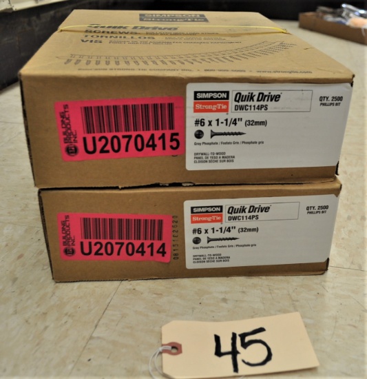 2 Boxes - Simpson Strong-Tie #6x1 1/4" Screws - Collated Quik Load Strips