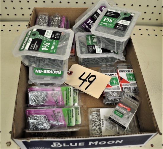 Flat of Wire brads, wire nails, Hardie Backer Screws, Durock Screws & Rivets