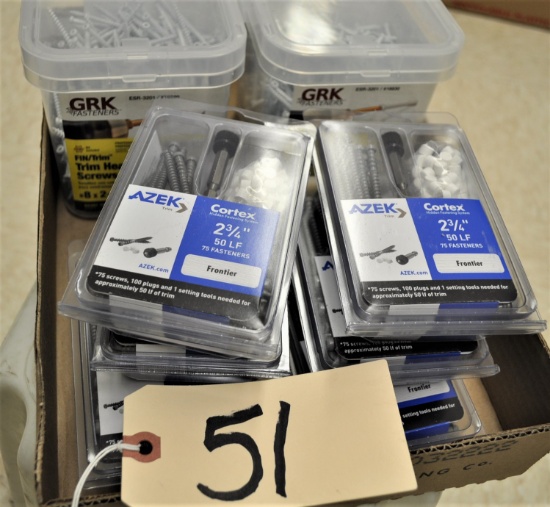 Flat of 6 containers Cortex Fasteners & 2 box GRK Fin/Trim screws