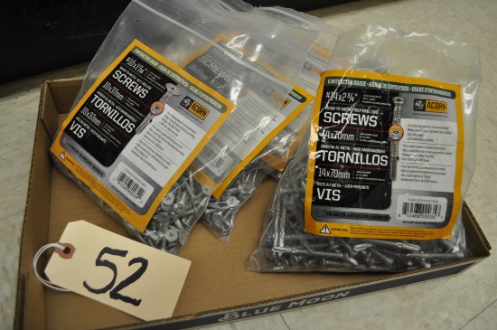Flat of Acorn International Self Drilling screws - 3 bags of #10x1 7/16" & 1 bag #14x2 3/4"