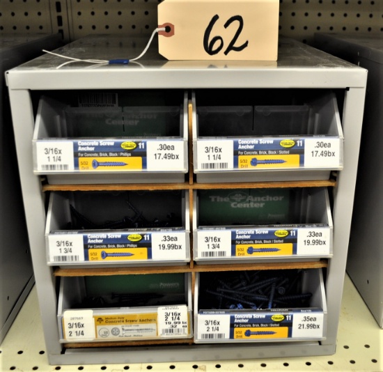 Organizer Bin & Various Sizes of Concrete Screws
