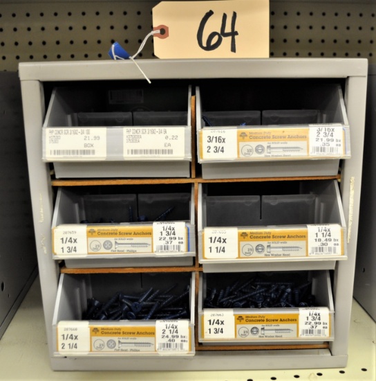 Organizer Bin & Various Sizes of Concrete Screws