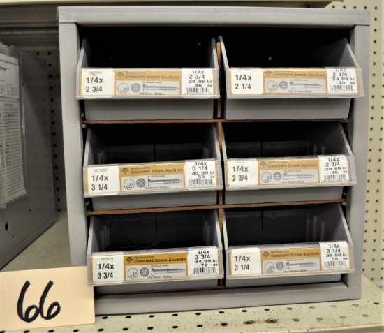 Organizer Bin & Various Sizes of Concrete Screws