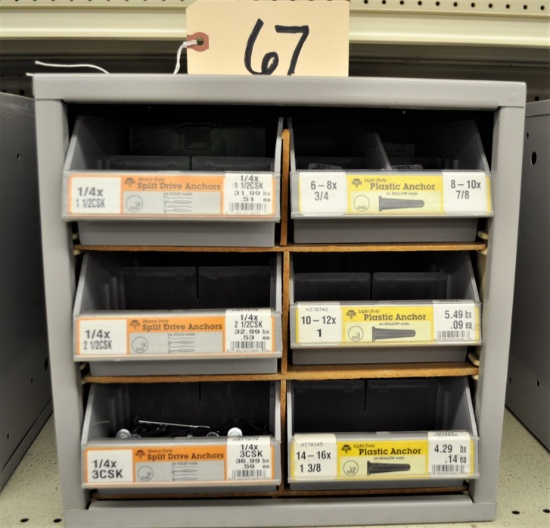 Organizer Bin & Various Sizes of Split Drive & Plastic Anchors