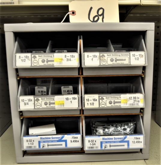 Organizer Bin & Various Sizes of Self Drilling Screws & Machine Screws