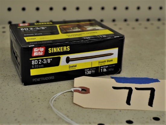 5 - 1lb Boxes of Grip Rite 8D 2-3/8" Sinkers- Coated