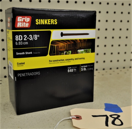 5-5lb Boxes of Grip Rite 8D 2-3/8" Sinkers - Coated