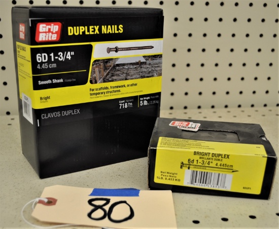 4-5lb Boxes & 2-1lb Boxes of Grip Rite 6D 1-3/4" Duplex Nails - Bright