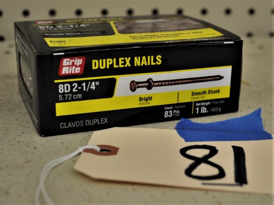 8-1lb Boxes of Grip Rite 8D 2-1/4" Duplex Nails - Bright