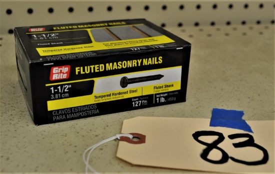 6 - 1lb Boxes of Grip Rite 1-1/2" Fluted Masonry Nails - Tempered Hardened Steel