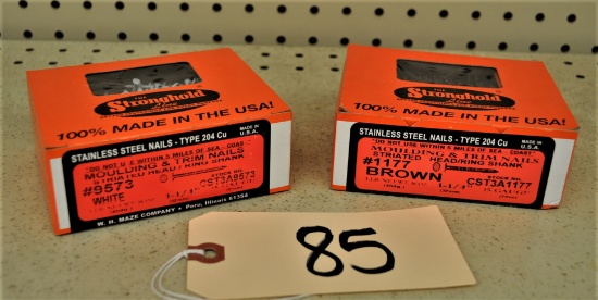 7 - 1lb Boxes of Stronghold 1-1/4"  Molding & Trim Nails - White & Brown