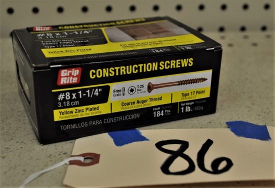 11 - 1lb Boxes of Grip Rite #8 x 1-1/4" Construction Screws