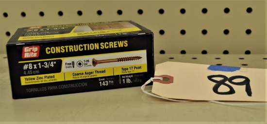 3 - 1lb Boxes of Grip Rite #8 x 1-3/4" Construction Screws