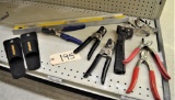Flat of Assortment Used Punches, Level, Tacker & Safety glasses