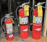 2 - Amerex & 1 Badger Fire Extinguishers & Wall Hangers