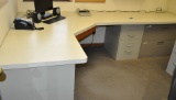 Desktop, Wall Cabinet & 3 File Cabinets - DOES NOT INCLUDE COMPUTER/EQUIPMENT