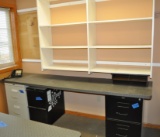 Wall Cabinet, Desk, 2 Office Chairs, 3 File Cabinets,  Desktop & Wall Shelf
