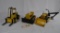 Flat of 3 Tonka Toys - Fork lift, bulldozer, backhoe/loader - No Boxes