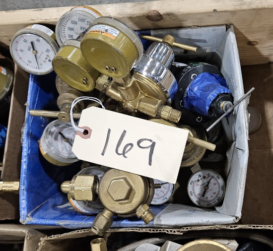 Box of Various Oxygen/Acetylene Gauges/Regulators