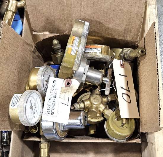 Box of Various Oxygen/Acetylene Gauges/Regulators