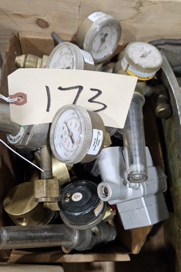 Box of Various Oxygen/Acetylene Gauges/Regulators