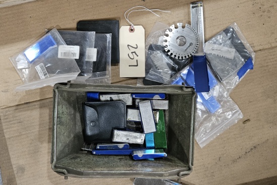Bin of torch/torch tip cleaners and measurement tools