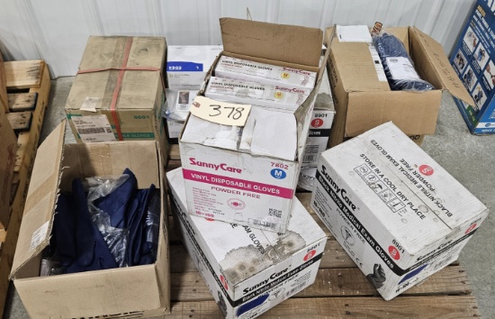 4 boxes of disposable gloves & 3 boxes of rubber gloves & misc. exam gloves - various sizes