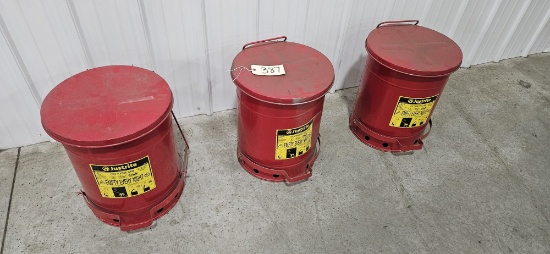 3 - 10 gal Justrite Oily Waste Cans