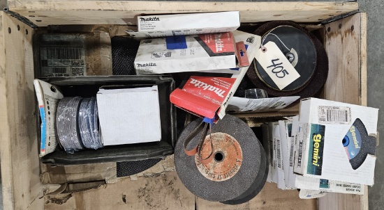 Lot of abrasive belts and deburring wheels  various sizes