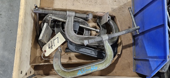 Box of various C-Clamps