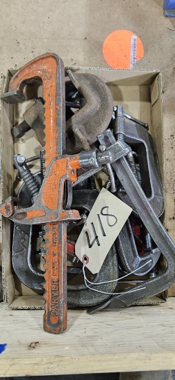 Box of Various sizes of C-Clamps